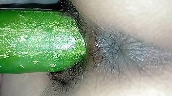 Fucked village girl her pussy with cucumber and sucking natural boobs