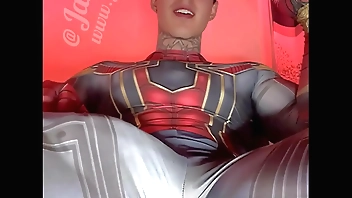 Stroking My Massive Cock In Super Hero Costumes Before Shooting A Huge Load