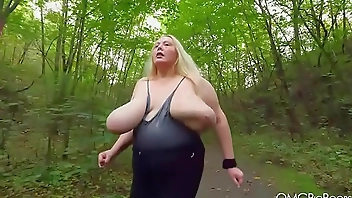 Adena running in the woods