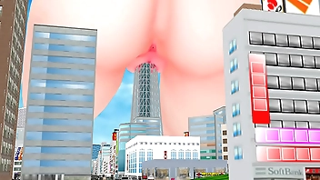Riding the SkyTree (Giantess/Size Fetish) [MMD]