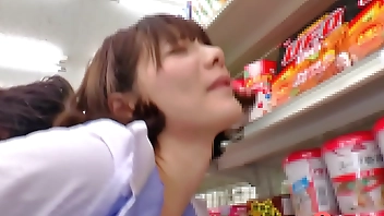 Japanese slut Airi Miyazaki blows dick and hard fucks in a store uncensored.