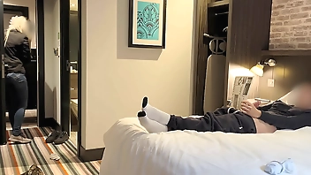 Public Dick Flash. The hotel maid was shocked when she saw me jerking off during room cleaning service but agreed to help me cum