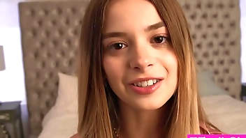 Tiny stepsister teen Molly Little caught snooping in her stepparents room