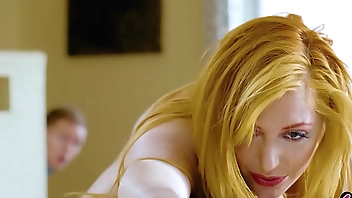 Naughty big boobs MILF Lauren Phillips perved on by a young security guy