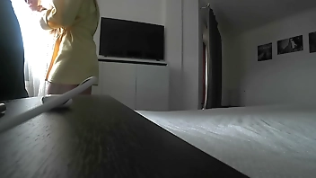 Wife cheats on her husband with an unknown man at home on the bed.Real unfaithful...