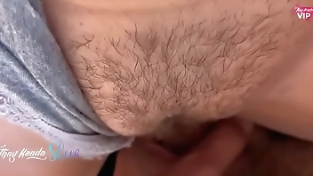 Fucking hot with the hairy pussy until he cum inside