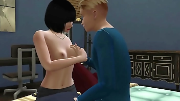 Japanese Stepmom catches her Stepson masturbating in his room then she gets horny and fucks him - Asian Stemmother and stepson