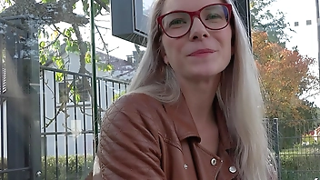 GERMAN SCOUT - Fit blonde Glasses Girl Vivi Vallentine Pickup and talk to Casting Fuck