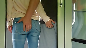 An unknown girl touches my dick in the train and then I jerk off in the bathroom.