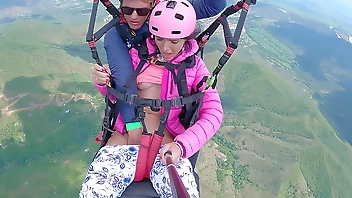 Wet Pussy SQUIRTING IN THE SKY 2200m High In The Clouds while PARAGLIDING