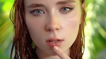 Redhead Nude Beauty Deepthroats, Hard Fucks and Swallows Cum by the Pool POV