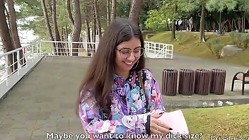 Picked up a cutie on the street, fucked and cum on her glasses