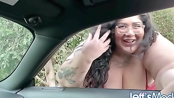 Stranded Fat Slut Crystal Blue Finds a Chubby Chaser to Pick Her Up