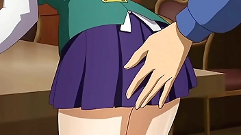 I touch the waitress's ass and she sucks me off behind the bar - Hentai [Subtitled]