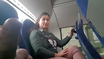 Exhibitionist seduces Milf to Suck & Jerk his Dick in Bus