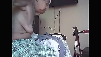 Japanese  granny saggy boobs hidden cam