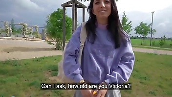 Public Agent - slim natural Italian college student uses her nice tits and small ass for quick cash