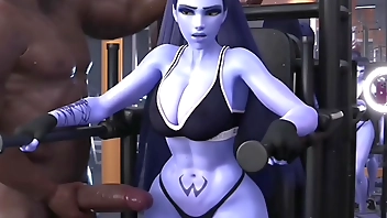 Widowmaker and heavy loads in the gym with BBC (Compilation) non-human & alien girl