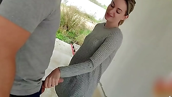 Cute German Teen caught Worker Jerk and tricked in MMF 3Some at Public Building