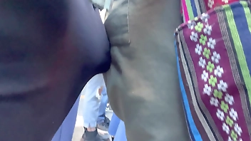 Mature mom loves BBC pressed on her ass in public Pt. 1