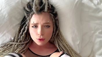 Beautiful Informal Girl with Dreadlocks and Piercings Deepthroats, Rough Fucks and Cum Swallows