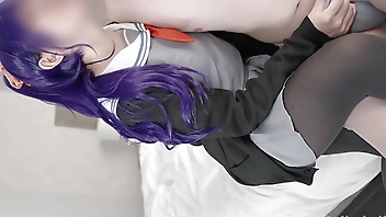 School Uniform Cosplay Femdom handjob anal prostate massage cumshot video.
