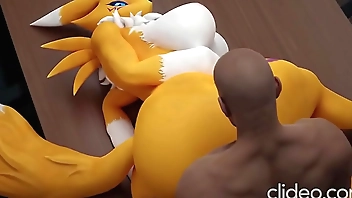 Renamon and her black daddy fucking in her office