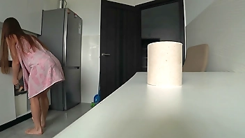 Real Cheating. Wife And Husband's Friend Fuck In The Kitchen. Home Alone