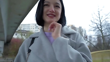 Public Agent Cute little Russian loves to ride cowgirl on a big fat cock