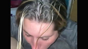 White blonde swallows it all and fills it with slime and I fuck all of this whore
