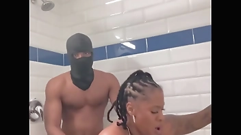 Busty chick Marrijanee gets fucked in her ass in shower!