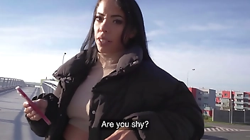 Public Agent Brunette with a beautiful bubble butt fucking a big fat cock