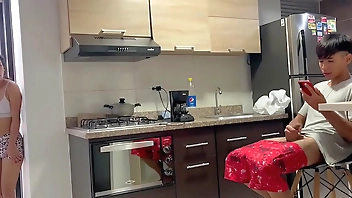 My shy stepsister catches me masturbating all over the house and wants me to fuck her really hard until she cums. I cum on top of her. H.L.