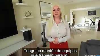 PropertySex The real estate agent with big natural tits Skylar Vox fucks the client on the couch (Spanish Subtitles)