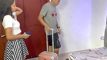 My shy stepsister arrives from her trip to Europe and I welcome her with a delicious fuck