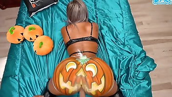 Big Ass Blonde Fucked And Cum On Pumpkin Cosplay