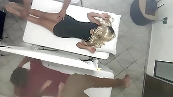 Couples Massage was Recorded When the Beautiful Wife is Fucked by the Masseuse next to her Cuckold Husband NTR JAV