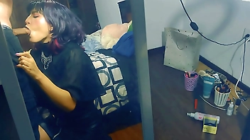 Messy young goth slut loves cock and creampie