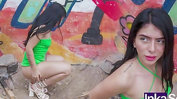 Big ass Latina is caught urinating in the street after party and gets fucked by stranger