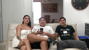 I fuck my best friend's girlfriend's pussy while he talks on the phone