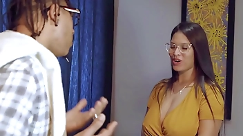 Nerdy neighbor, hot fuck his busty neighbor